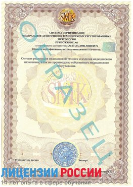 Образец сертификата соответствия (приложение) Выселки Сертификат ISO 13485